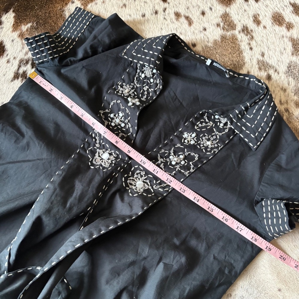 MOSCHINO Black Beaded Mini Dress‎ Size Small - Picture 4 of 5
